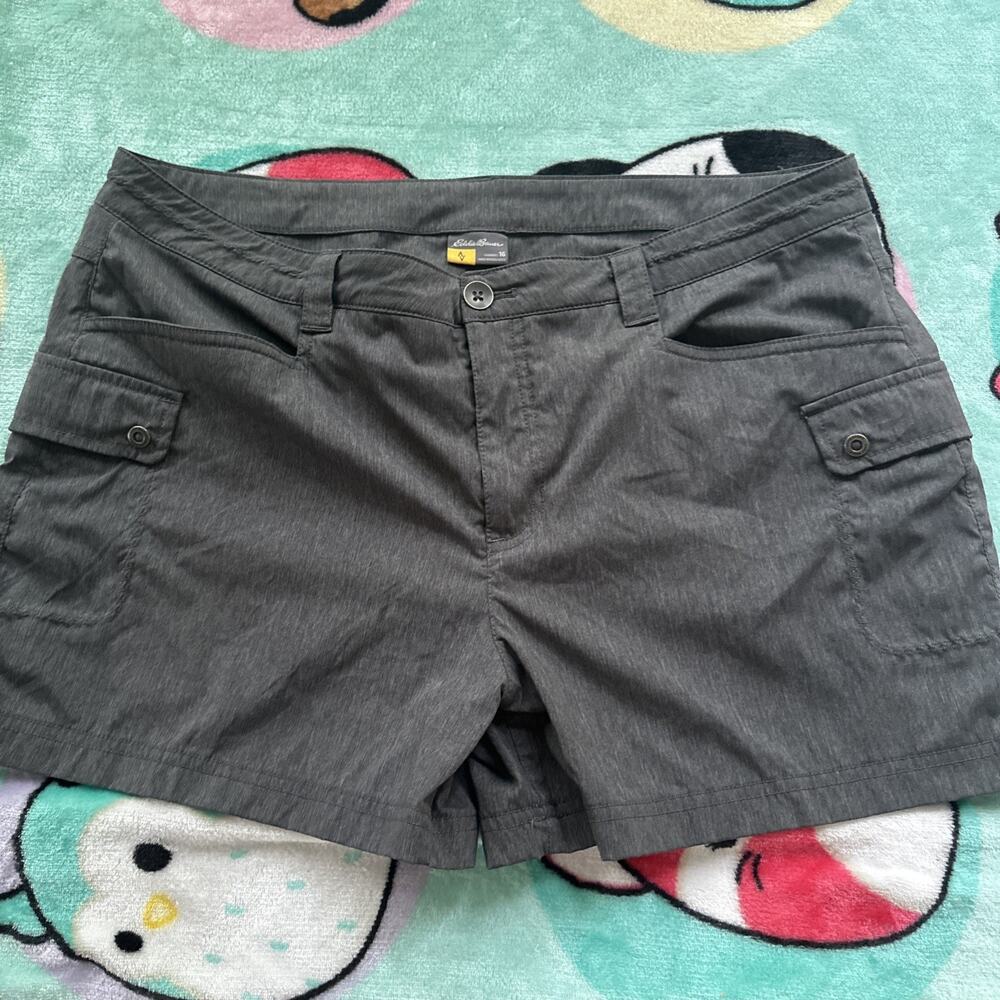 Eddie Bauer Womens Cargo Shorts Gray Size 16 Nylon Spandex Poly Blend Outdoor